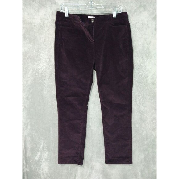 J Jill Pants Womens 8 Petite Red Corduroy Slim Straight Leg Mid Rise Stretch - Picture 1 of 10